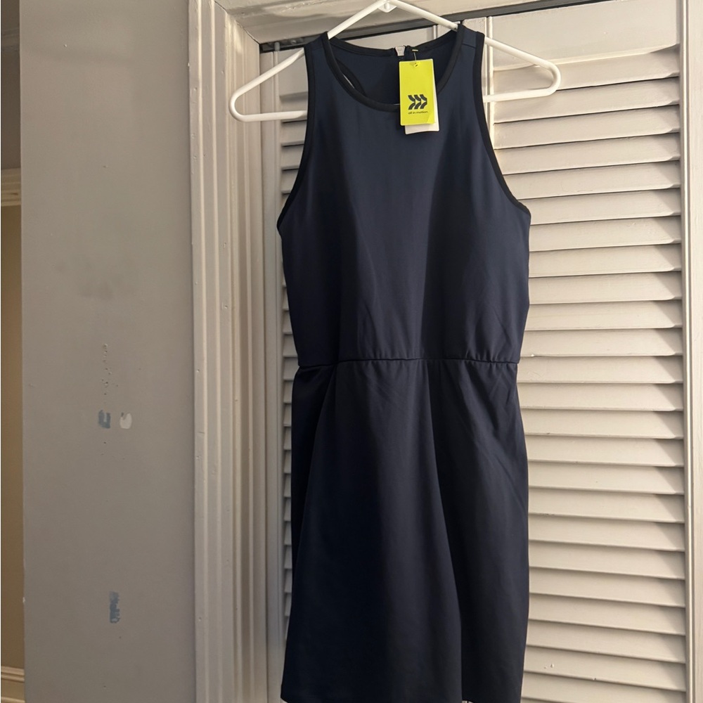 Blue Sleeveless athletic Halter Sheath Mini Dress